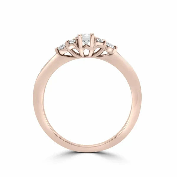 0.42ct Lab Diamond Twisted Anniversary Ring | Round VS2+ | 10K Rose Gold