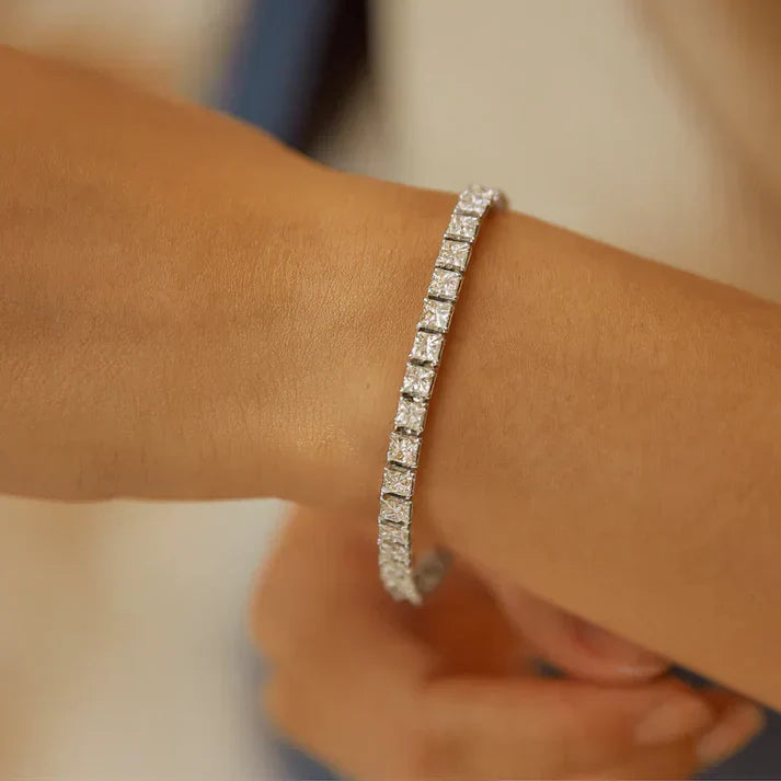 7.8ct Princess Cut Lab Diamond Tennis Bracelet | VS2+ | 10K White Gold