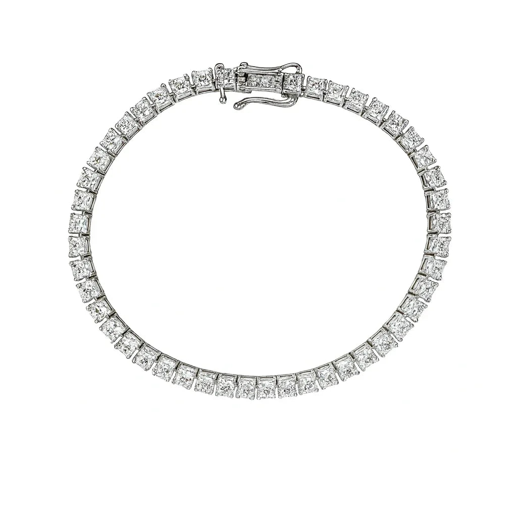 7.8ct Princess Cut Lab Diamond Tennis Bracelet | VS2+ | 10K White Gold