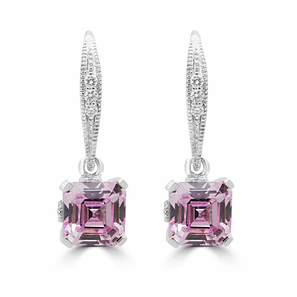 0.40ct Fancy Pink VS2+ Lab Diamond Drop Earrings in 14K White Gold