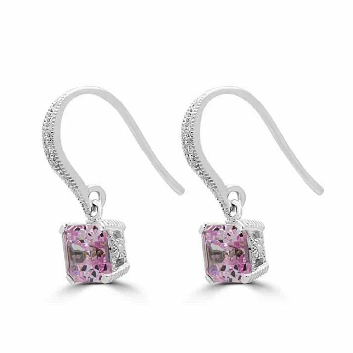 0.40ct Fancy Pink VS2+ Lab Diamond Drop Earrings in 14K White Gold