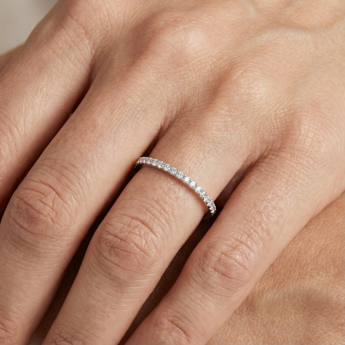 0.12ct Lab Diamond Stackable Band | 10K White Gold