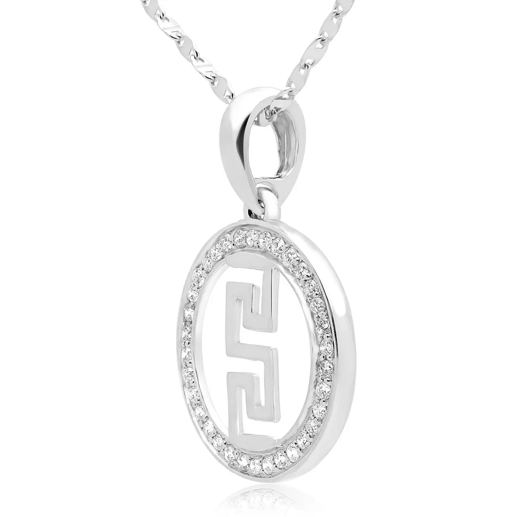 0.20ct Greek Key Lab Diamond Pendant | VS2+ | 10K Yellow Gold