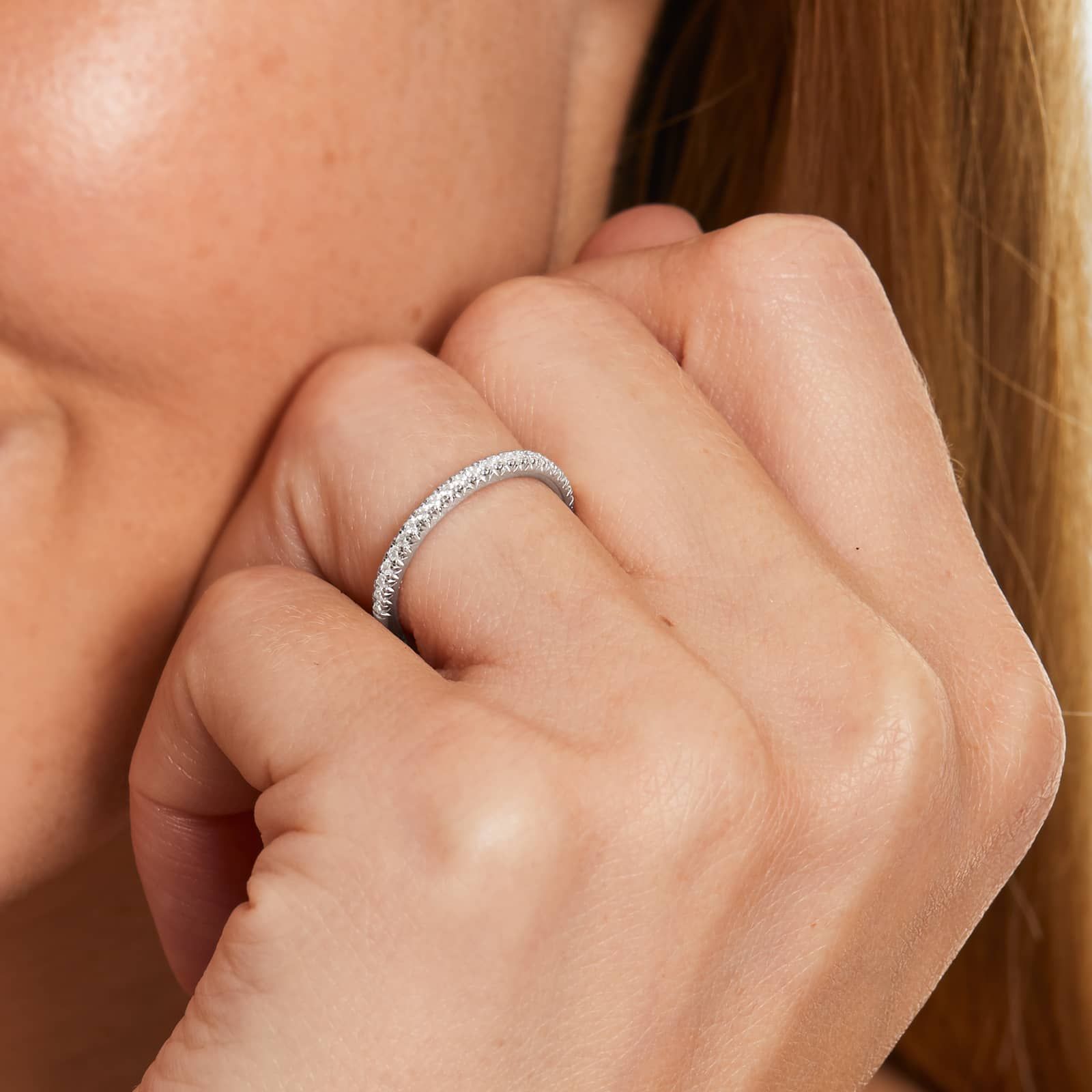 0.18ct Flush Fit French Pavé Diamond Wedding Ring | 10K Gold