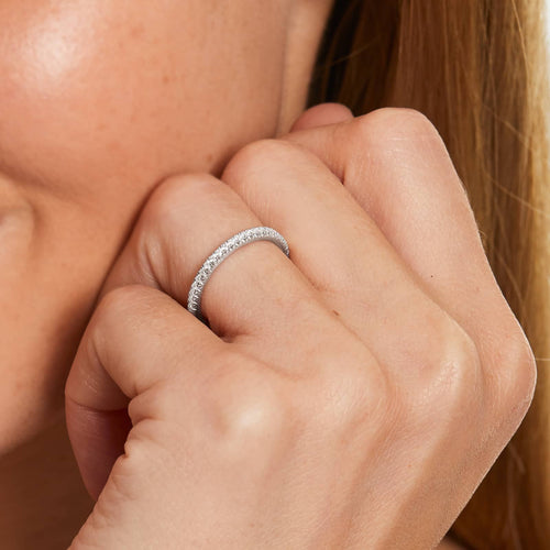 0.18ct Flush Fit French Pavé Diamond Wedding Ring | 10K Gold