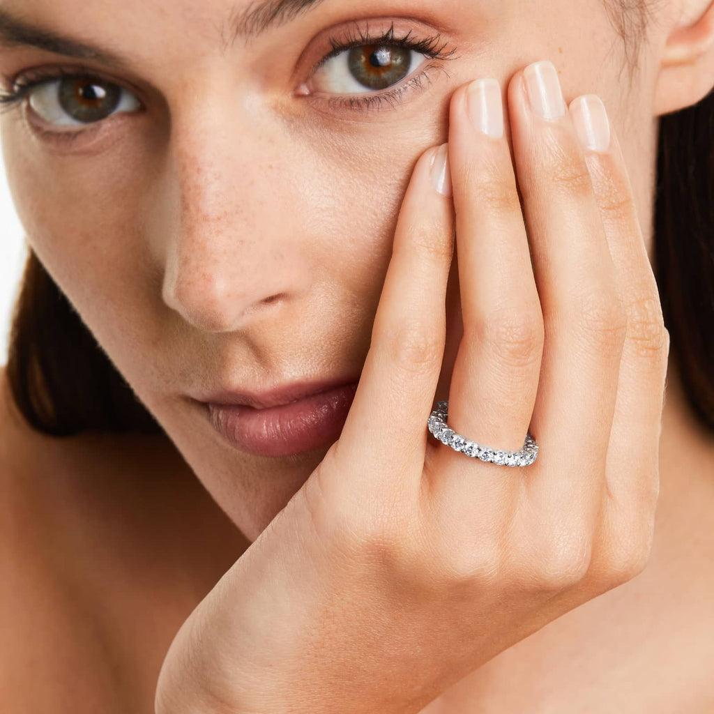 2ct Low Dome Basket Eternity Ring | 10K White Gold