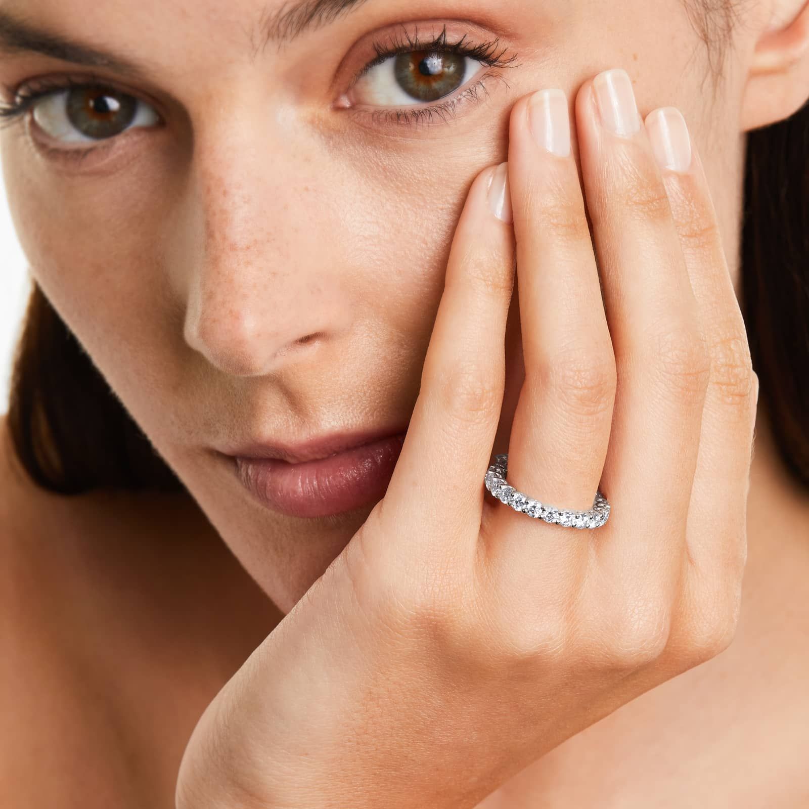2ct Low Dome Basket Eternity Ring | 10K White Gold