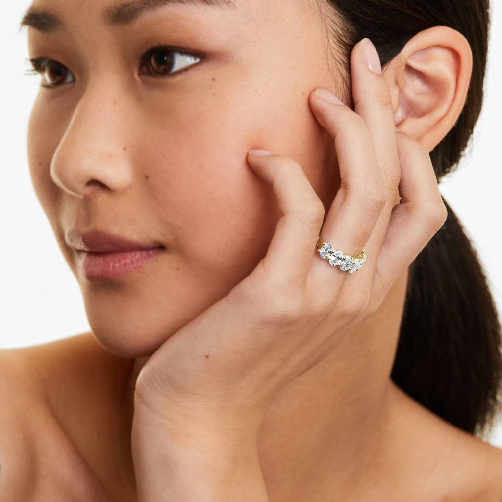 3.5ct Seven Stone Oval Cut Anniversary Ring | 10K Gold