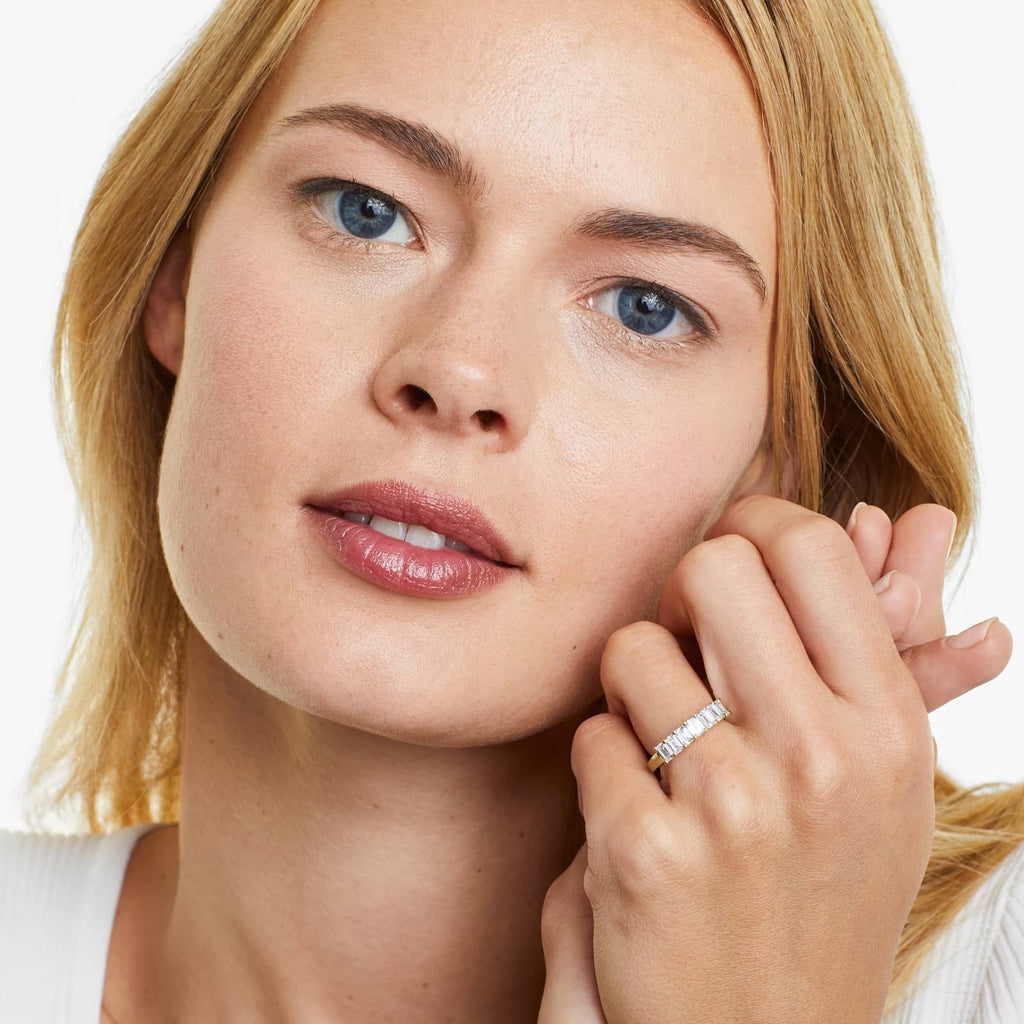 1ct Seven Stone Emerald Cut Anniversary Ring | 10K Gold