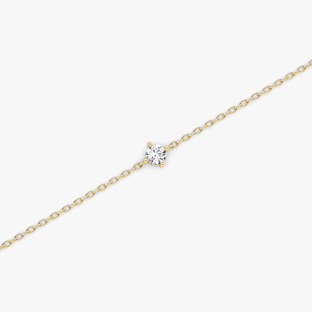 0.10ct Lab Diamond Bracelet | Round Solitaire | IGI Certified DEF VS | 10K White Gold