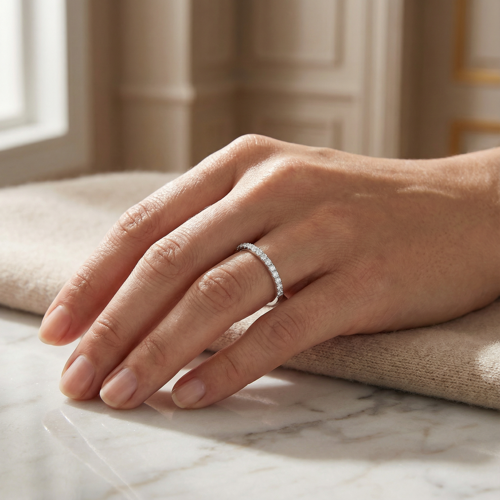 0.12ct Lab Diamond Stackable Band | 10K White Gold