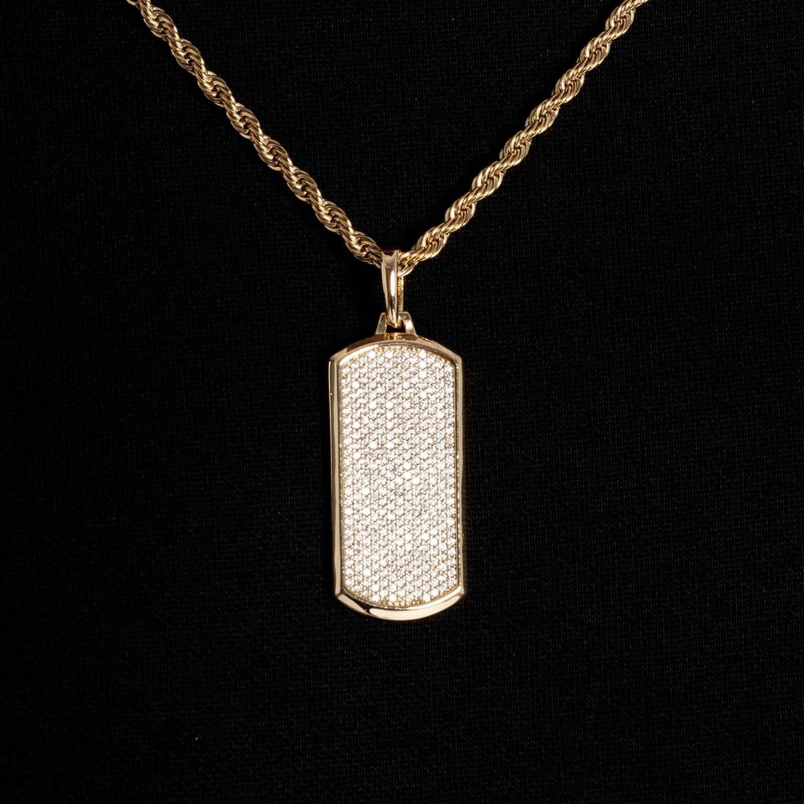 1.9ct Lab Diamond Dog Tag Pendant | IGI Certified VS+ | 10K White Gold