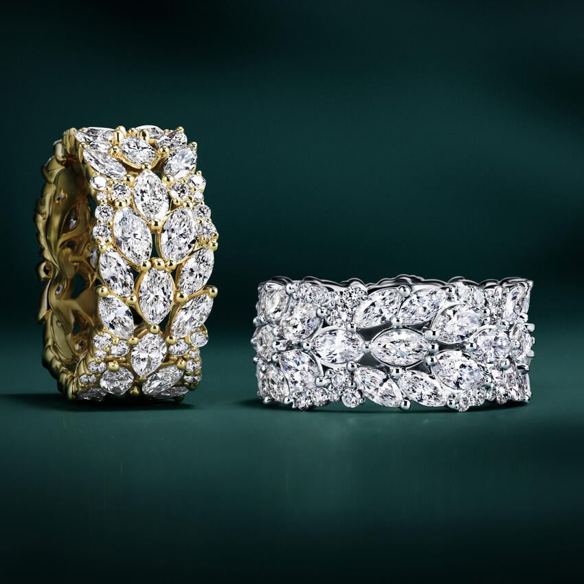 5.62ct Lab Diamond Ring | Marquise Band | IGI Certified | 10K White Gold | Anniversary