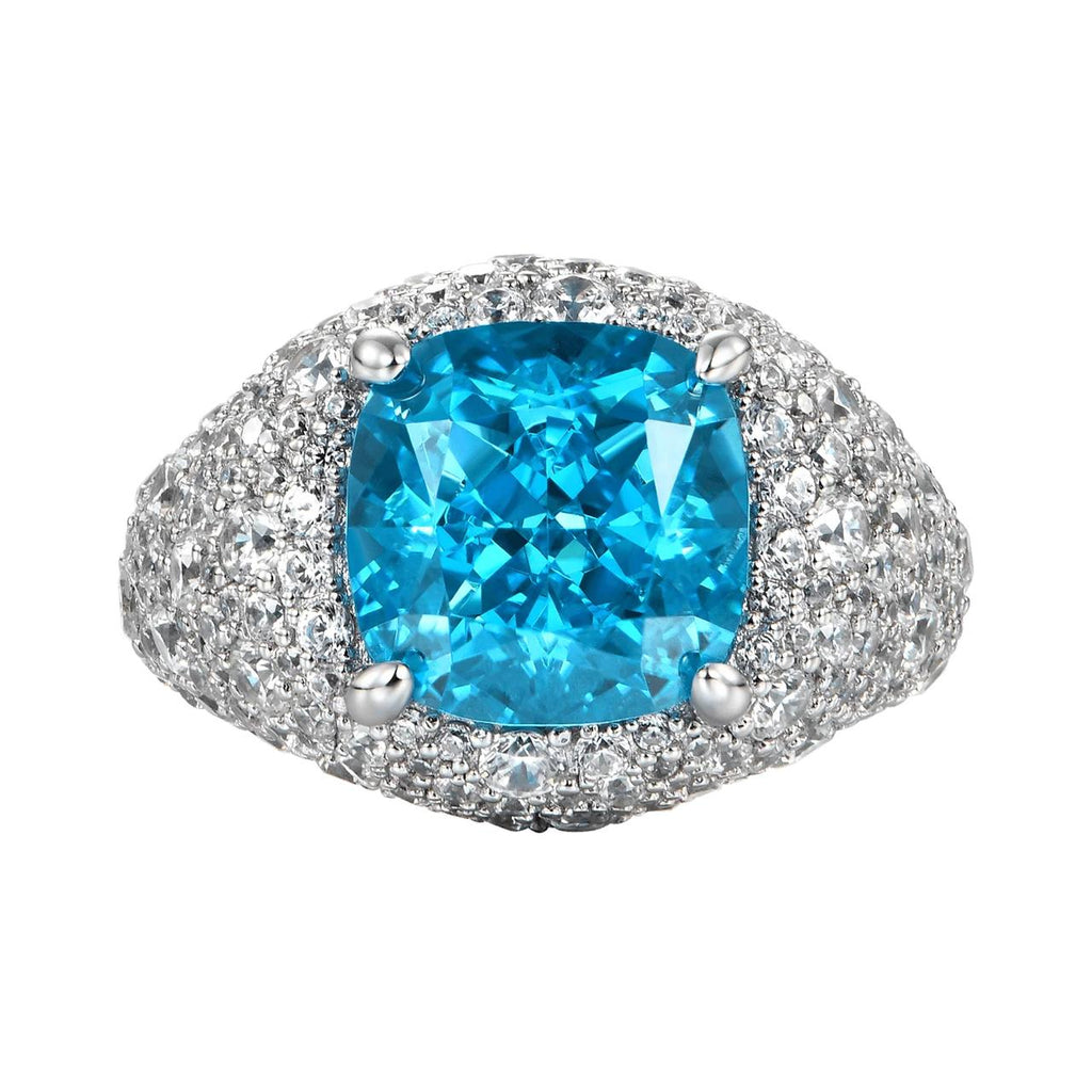 9.03ct Lab Diamond Ring | Cushion Blue Pavé | IGI Certified VS1 | 10K White Gold