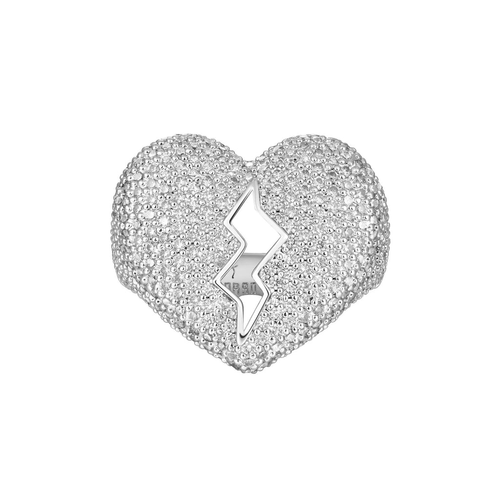 4ct Lab Diamond Broken Heart Ring | IGI Certified VS1 | 10K White Gold