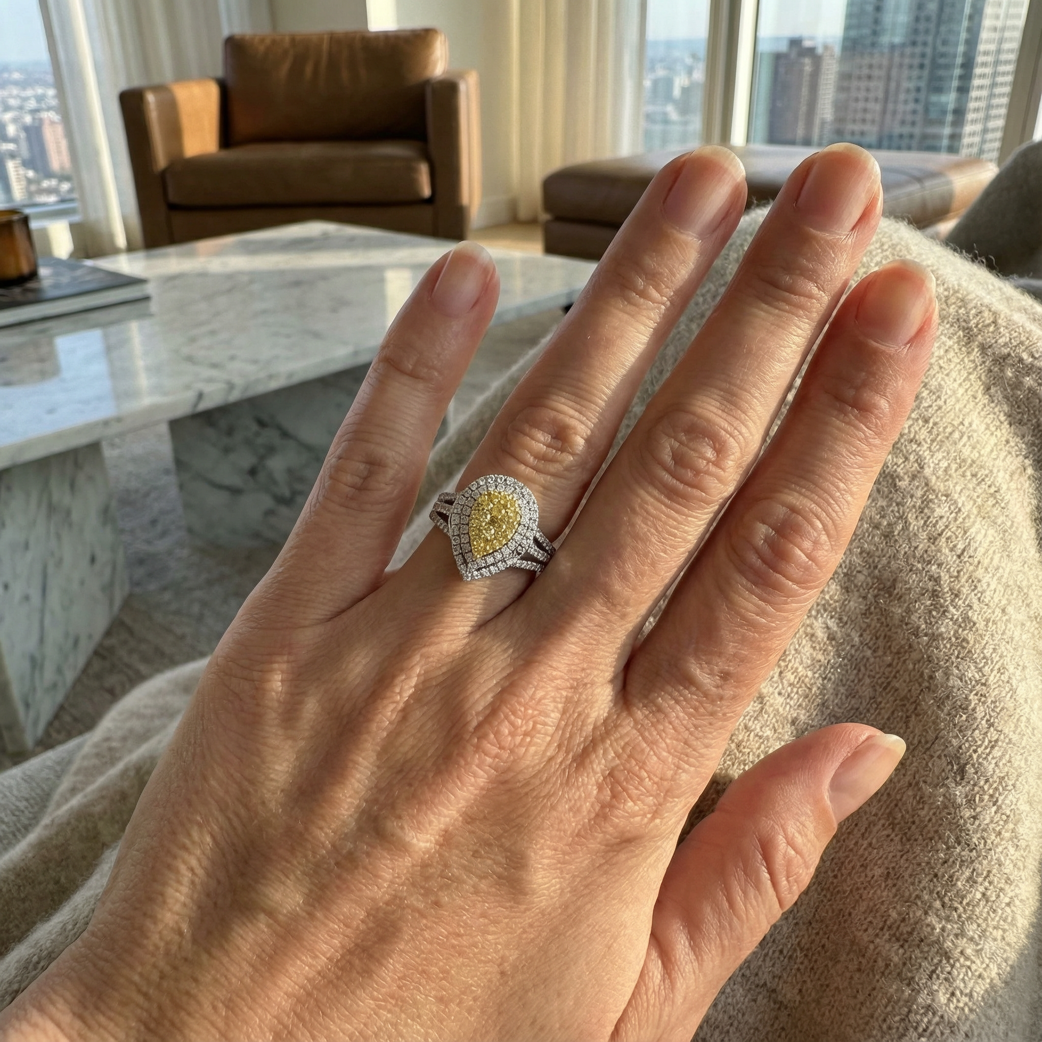 1.2ct Lab Grown Yellow Diamond Fashion Ring | 10K White Gold