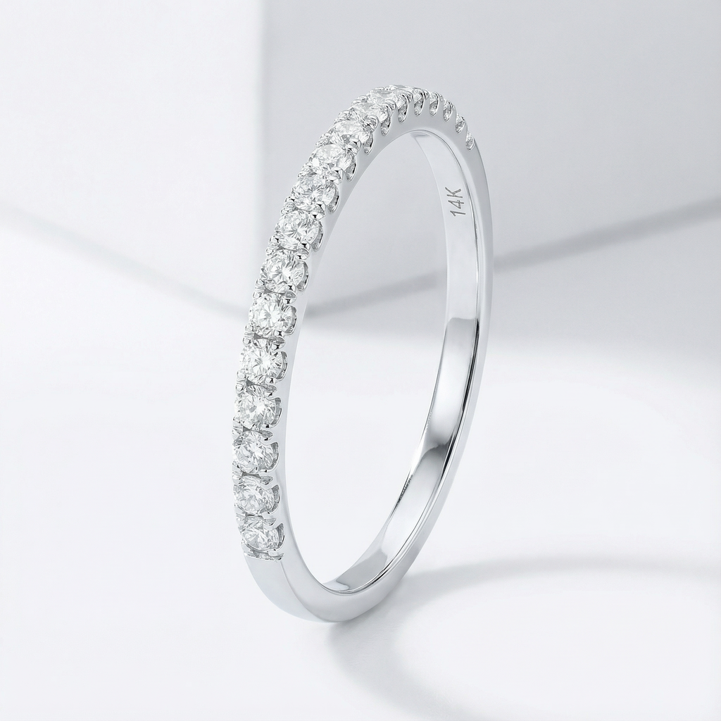 0.12ct Lab Diamond Stackable Band | 10K White Gold