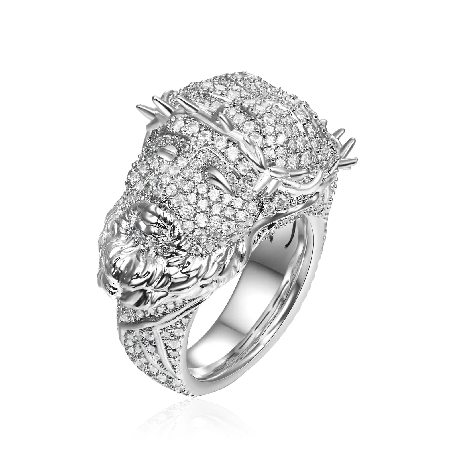 10.01ct Lab Diamond Jesus Head Ring | IGI Certified VVS1 VS1 | 10K White Gold