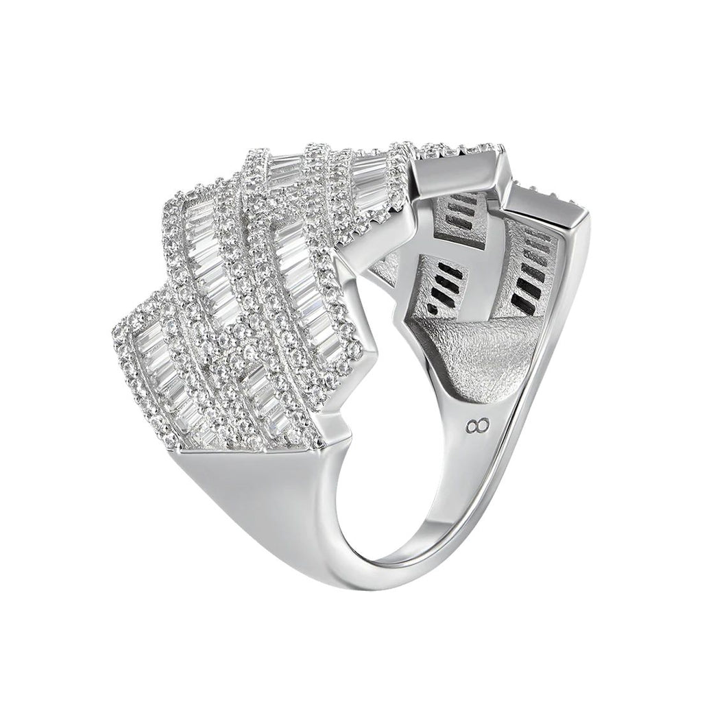 4.5ct Lab Diamond Weave Ring | Baguette & Round | IGI Certified | 10K White Gold