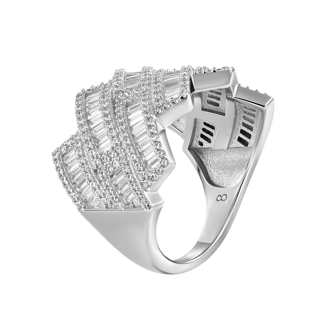 4.5ct Lab Diamond Weave Ring | Baguette & Round | IGI Certified | 10K White Gold