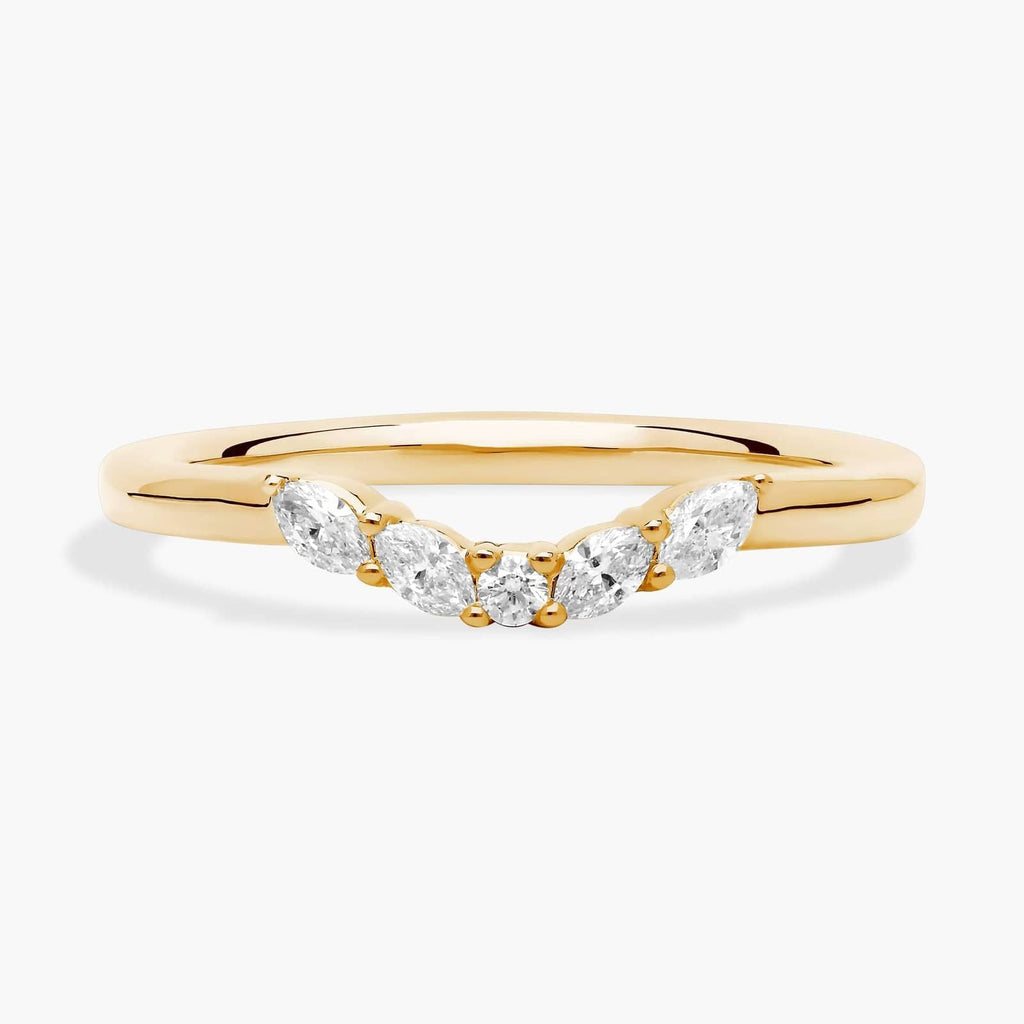 0.12ct Curved Floral Marquise Diamond Ring | 10K Gold