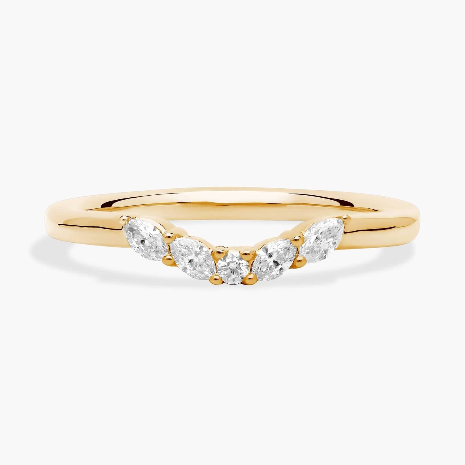 0.12ct Curved Floral Marquise Diamond Ring | 10K Gold
