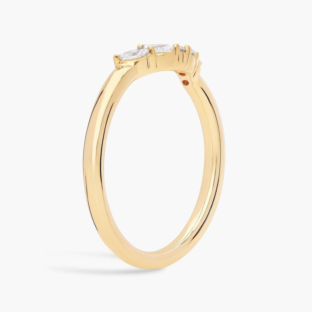 0.12ct Curved Floral Marquise Diamond Ring | 10K Gold