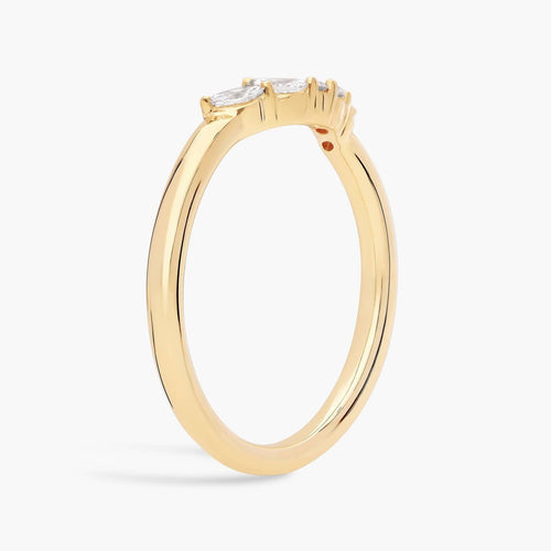 0.12ct Curved Floral Marquise Diamond Ring | 10K Gold