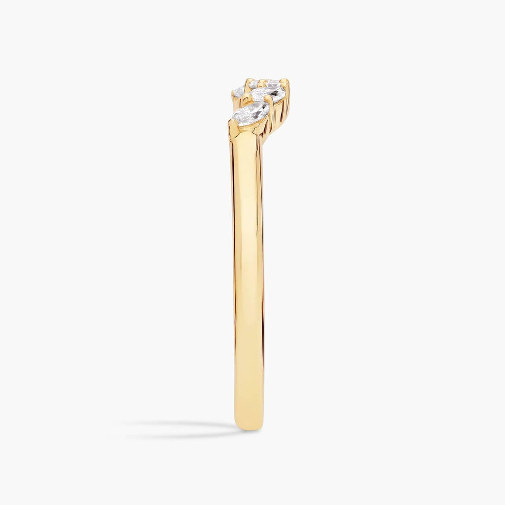 0.12ct Curved Floral Marquise Diamond Ring | 10K Gold