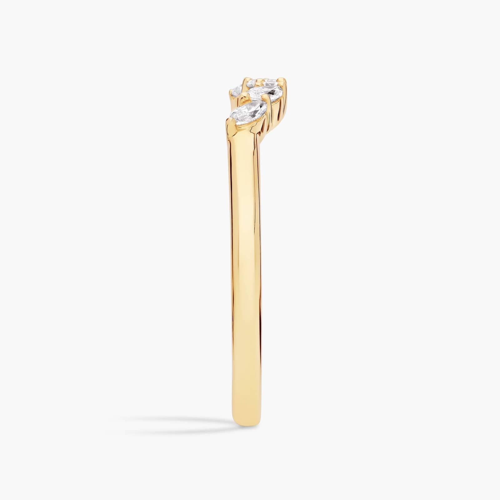 0.12ct Curved Floral Marquise Diamond Ring | 10K Gold