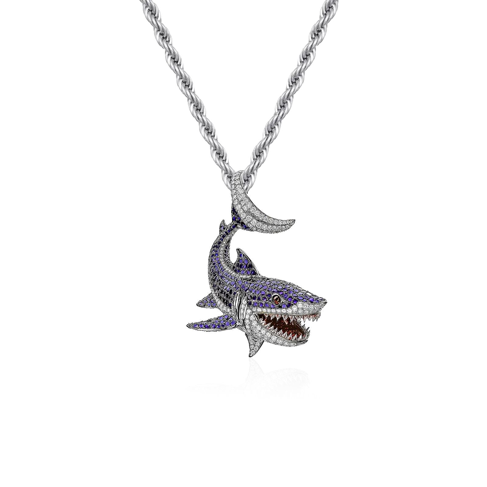 8.4ct Lab Diamond Shark Pendant | IGI Certified Multi-Color | 10K White Gold