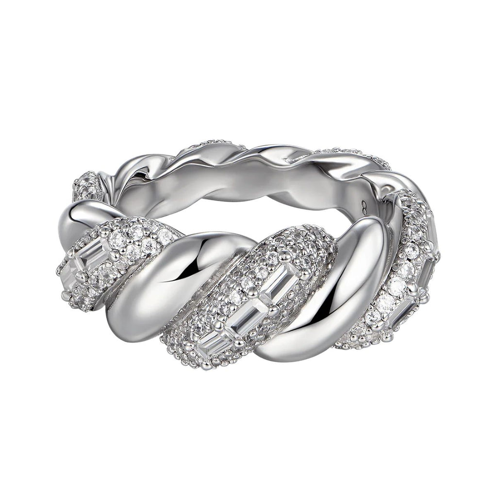 3.5ct Lab Diamond Twisted Band | Baguette & Round | IGI Certified | 10K White Gold
