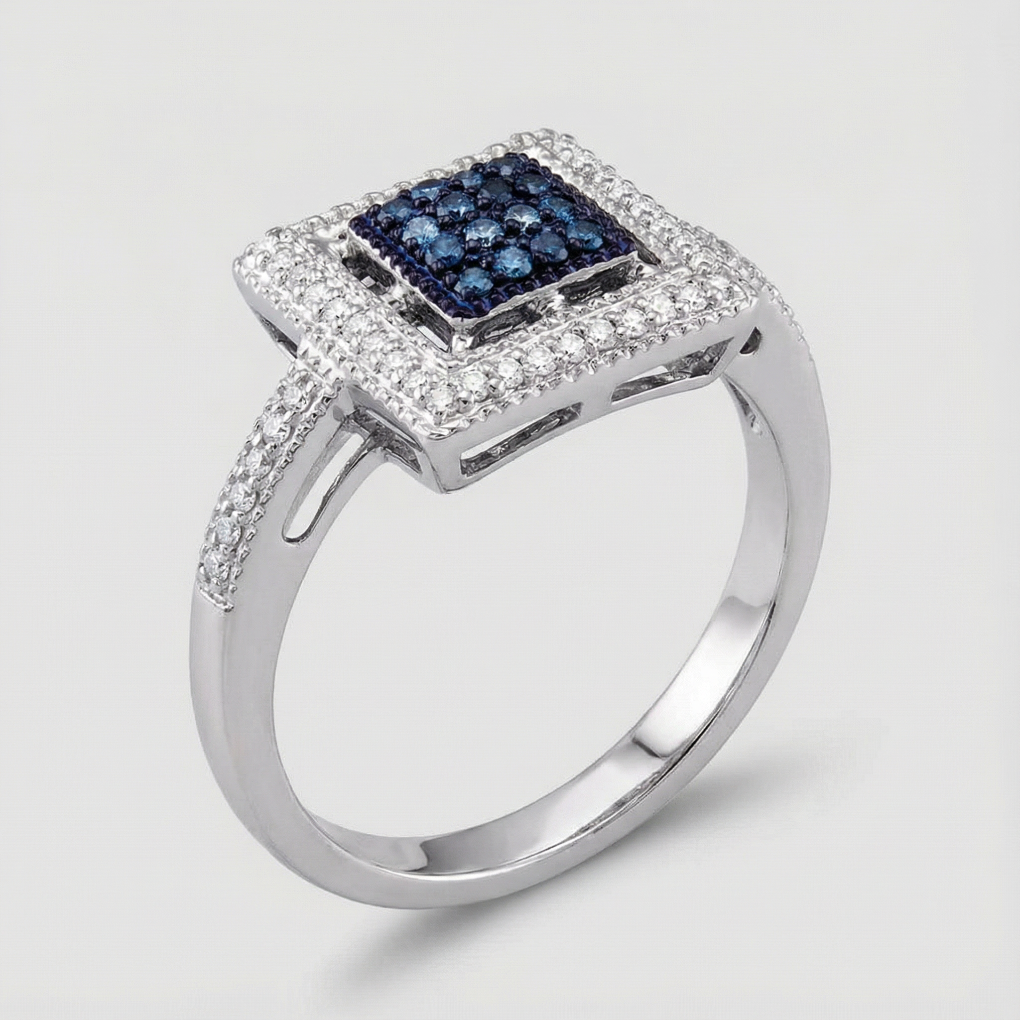 0.25ct Blue Lab Diamond Cluster Ring | 10K White Gold | VS2+