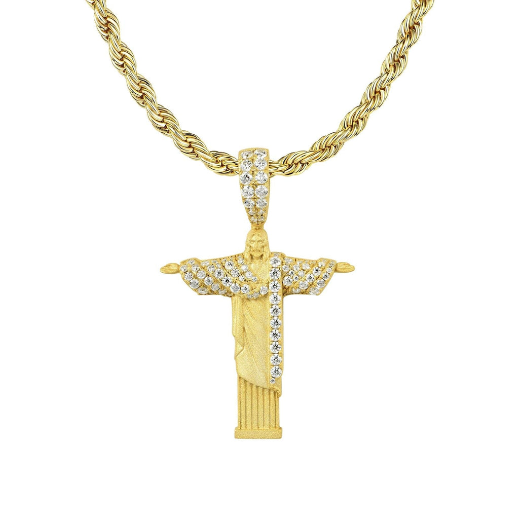 5.5ct Lab Diamond Christ Redeemer Pendant | IGI Certified | 10K Yellow Gold