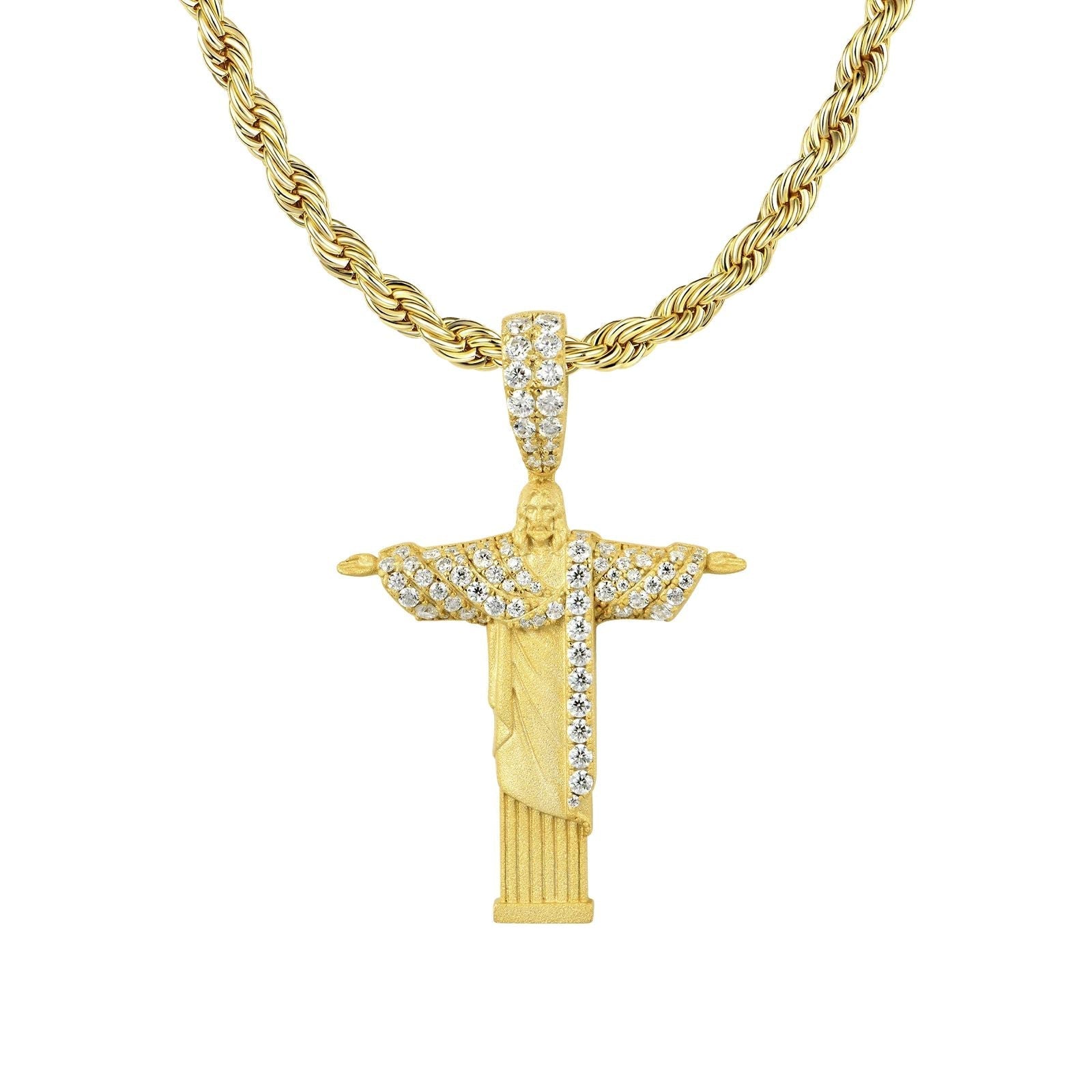 5.5ct Lab Diamond Christ Redeemer Pendant | IGI Certified | 10K Yellow Gold