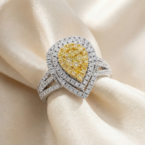 1.2ct Lab Grown Yellow Diamond Fashion Ring | 10K White Gold