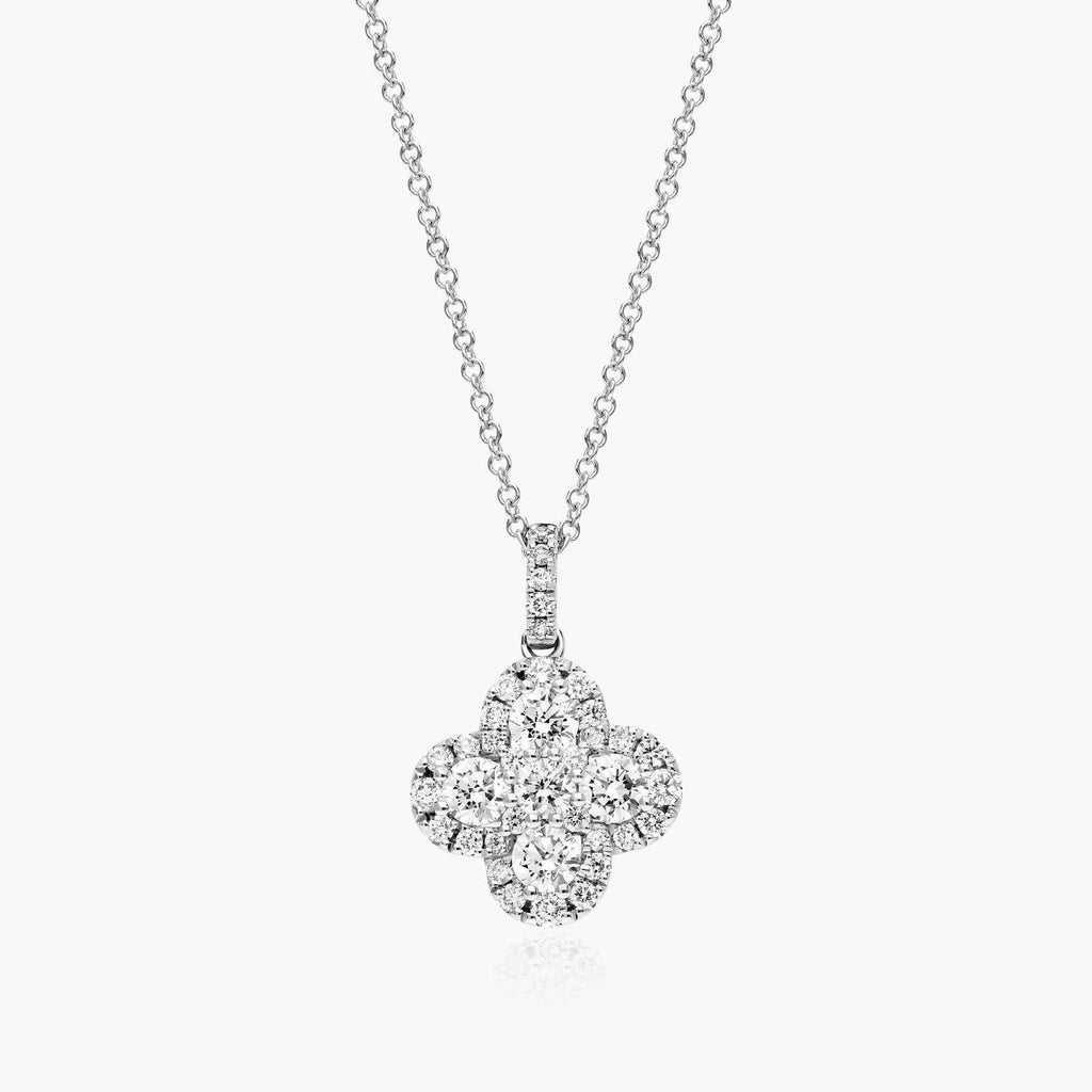 1ct Diamond Clover Pendant Necklace | 10K Gold