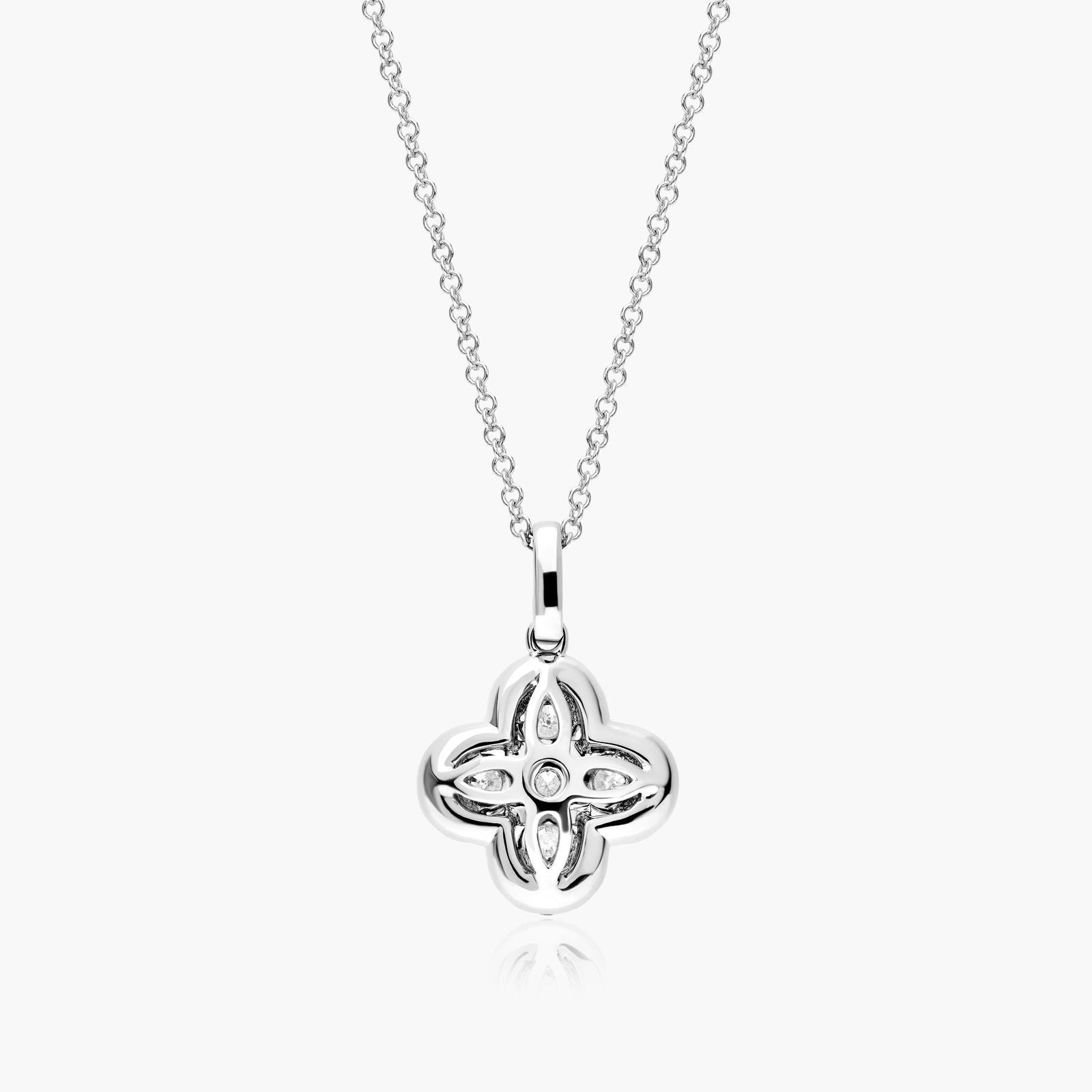 1ct Diamond Clover Pendant Necklace | 10K Gold
