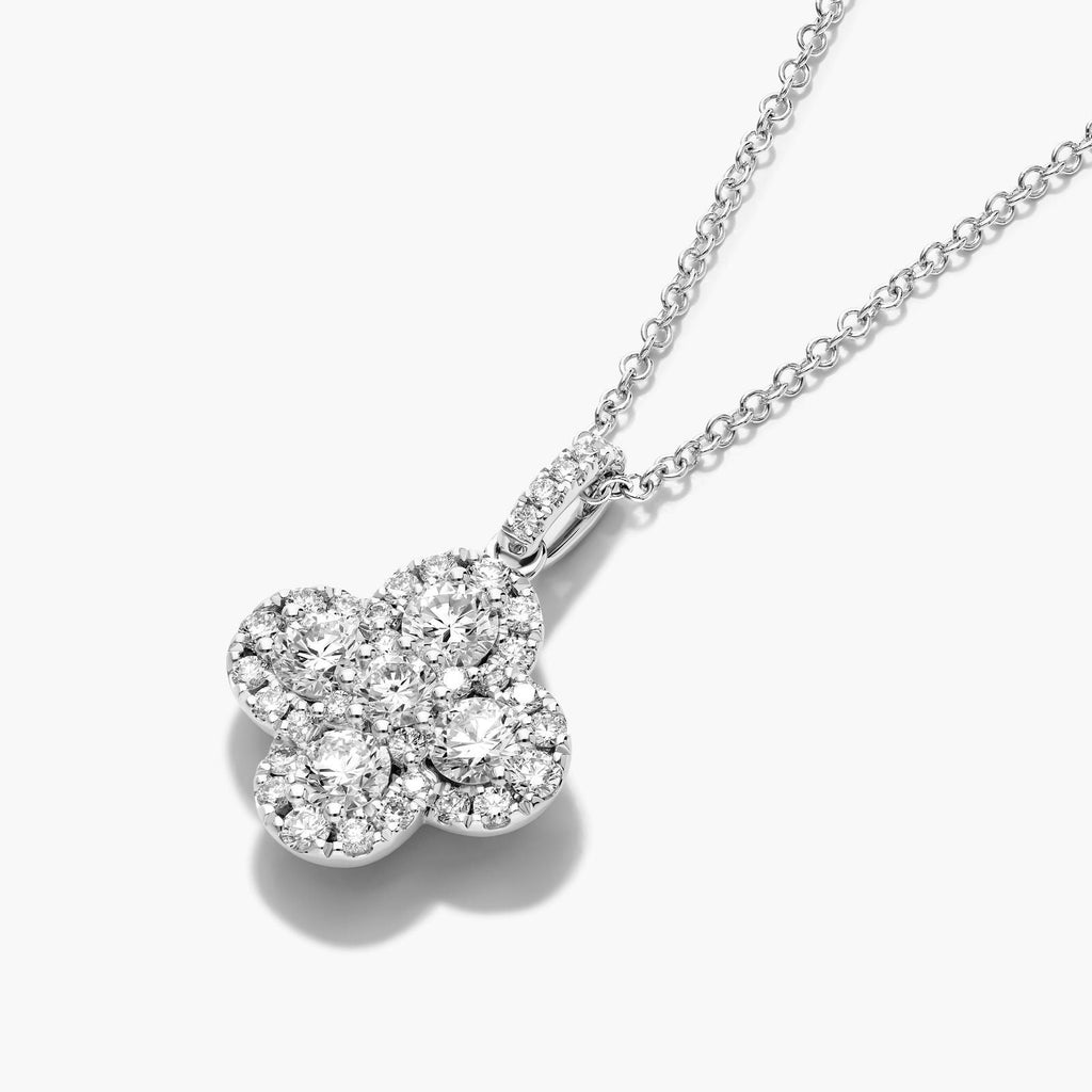 1ct Diamond Clover Pendant Necklace | 10K Gold