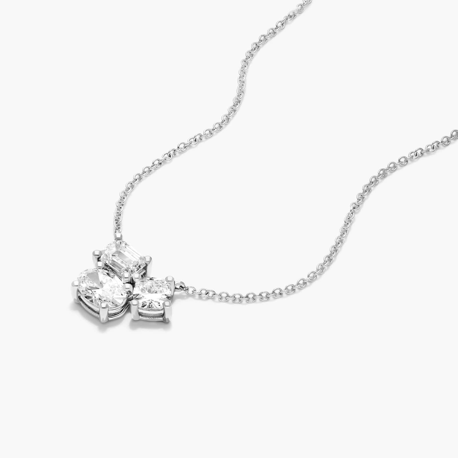 3ct Mixed Shape Diamond Cluster Necklace | 10K Gold