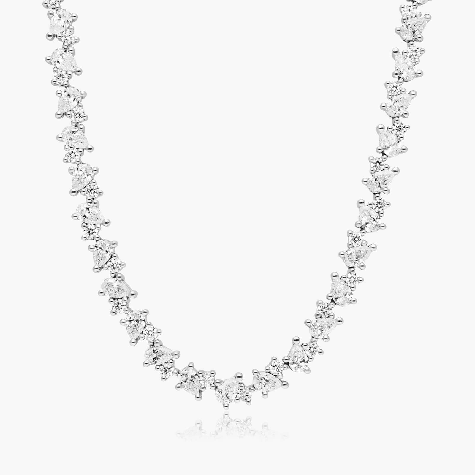 9ct Pear Diamond Tennis Necklace | 10K Gold