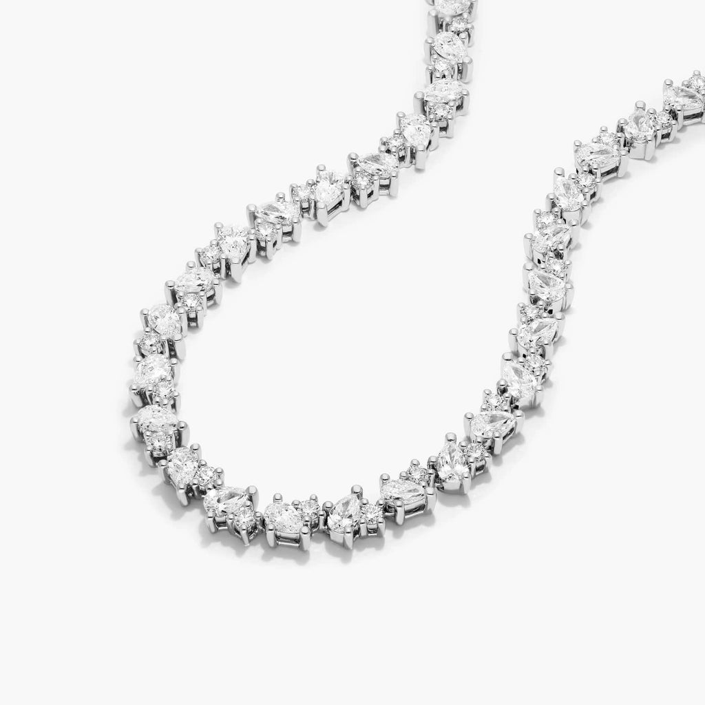 9ct Pear Diamond Tennis Necklace | 10K Gold