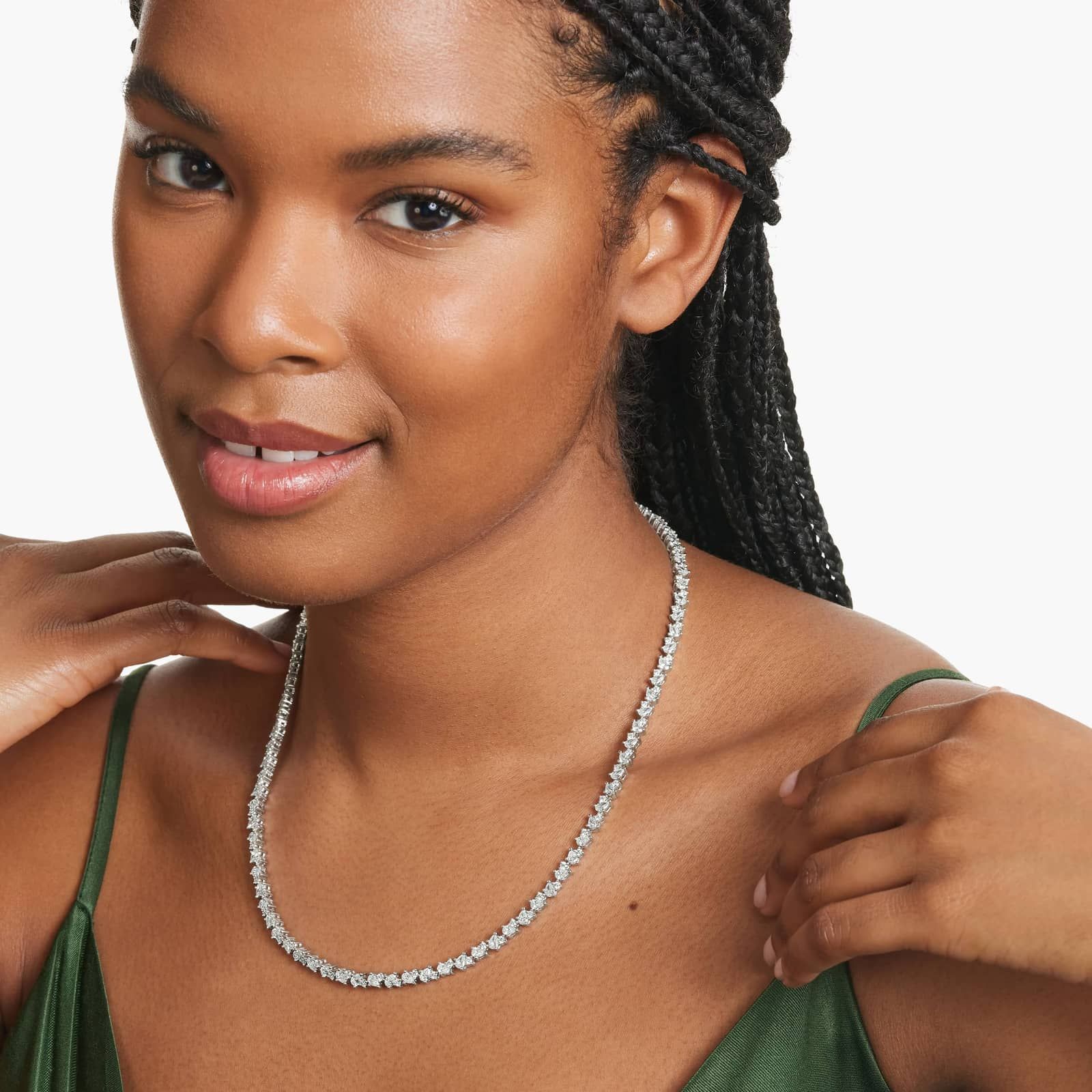 9ct Pear Diamond Tennis Necklace | 10K Gold