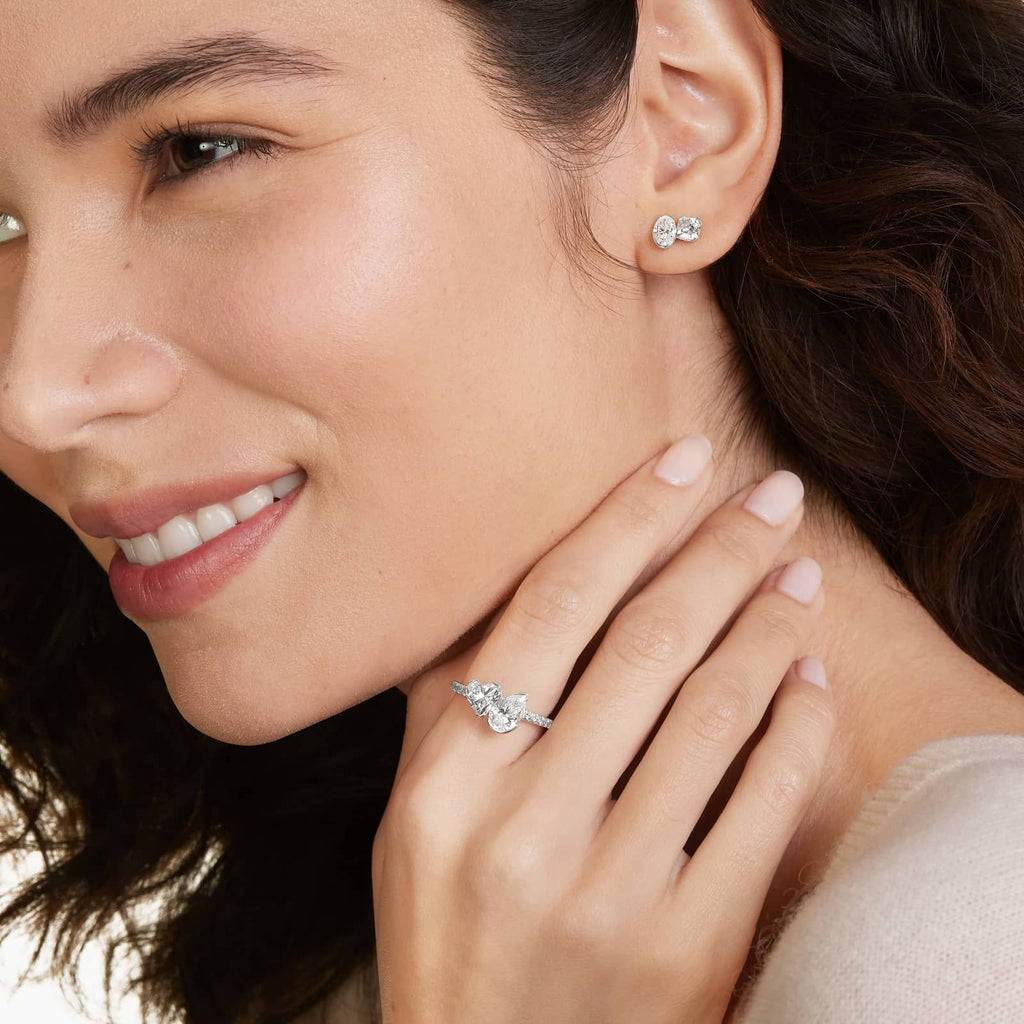 2.25ct Toi et Moi Pear & Heart Pavé Diamond Ring | 10K Gold