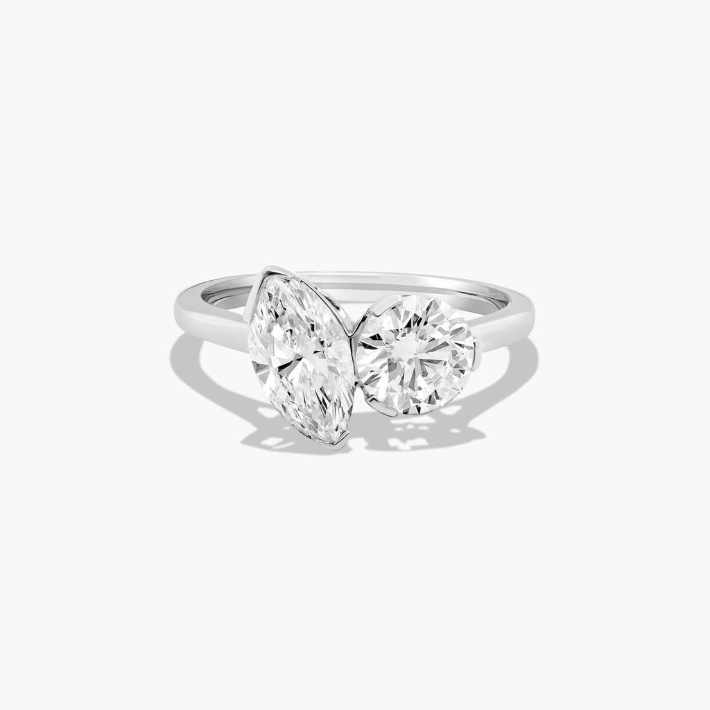 2ct Toi et Moi Pear & Round Diamond Bypass Ring | 10K Gold