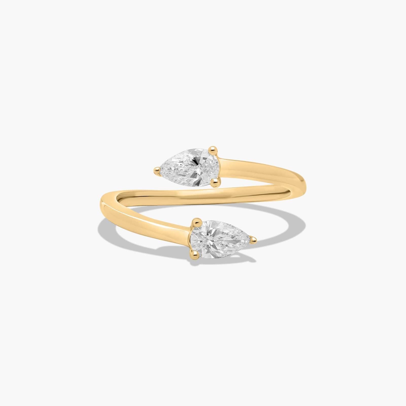 1ct Toi et Moi Pear-Shaped Diamond Bypass Ring | 10K Gold