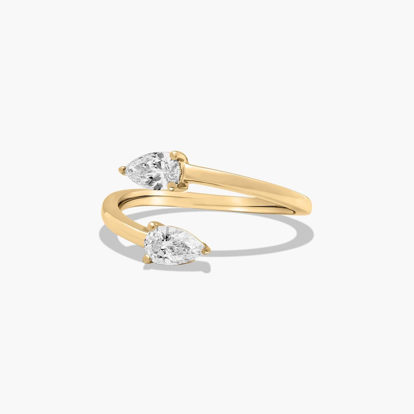 1ct Toi et Moi Pear-Shaped Diamond Bypass Ring | 10K Gold