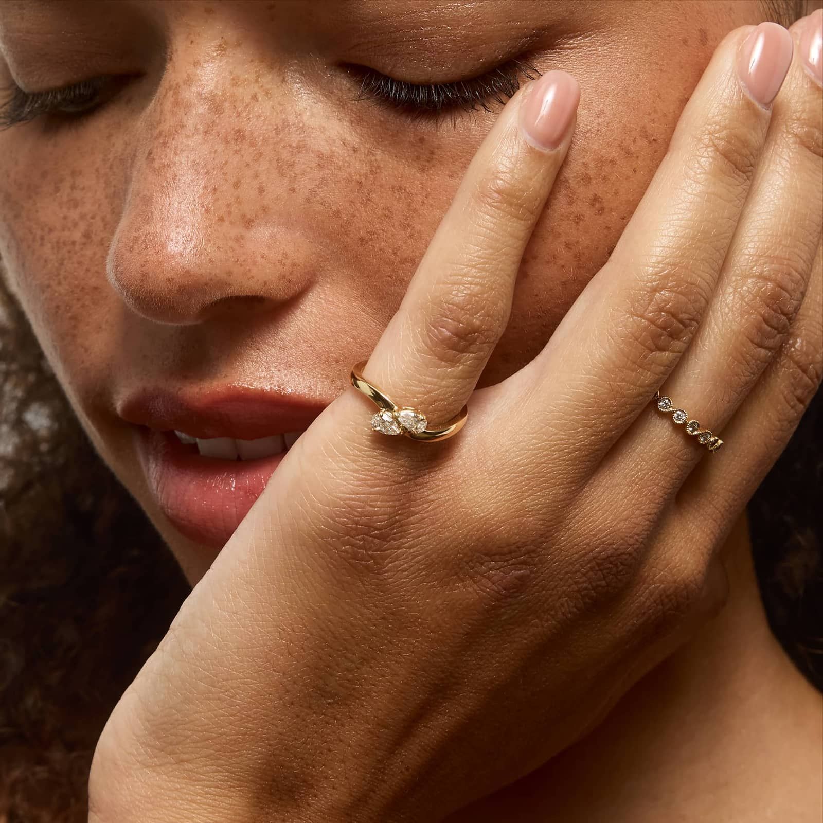 Two Stone Pear Diamond Ring | Toi et Moi Design | 10K Gold