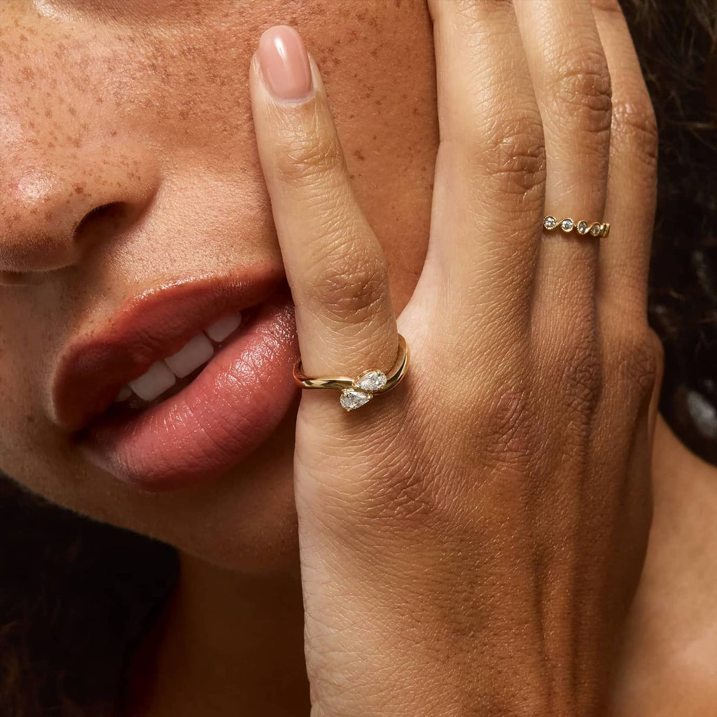 Two Stone Pear Diamond Ring | Toi et Moi Design | 10K Gold