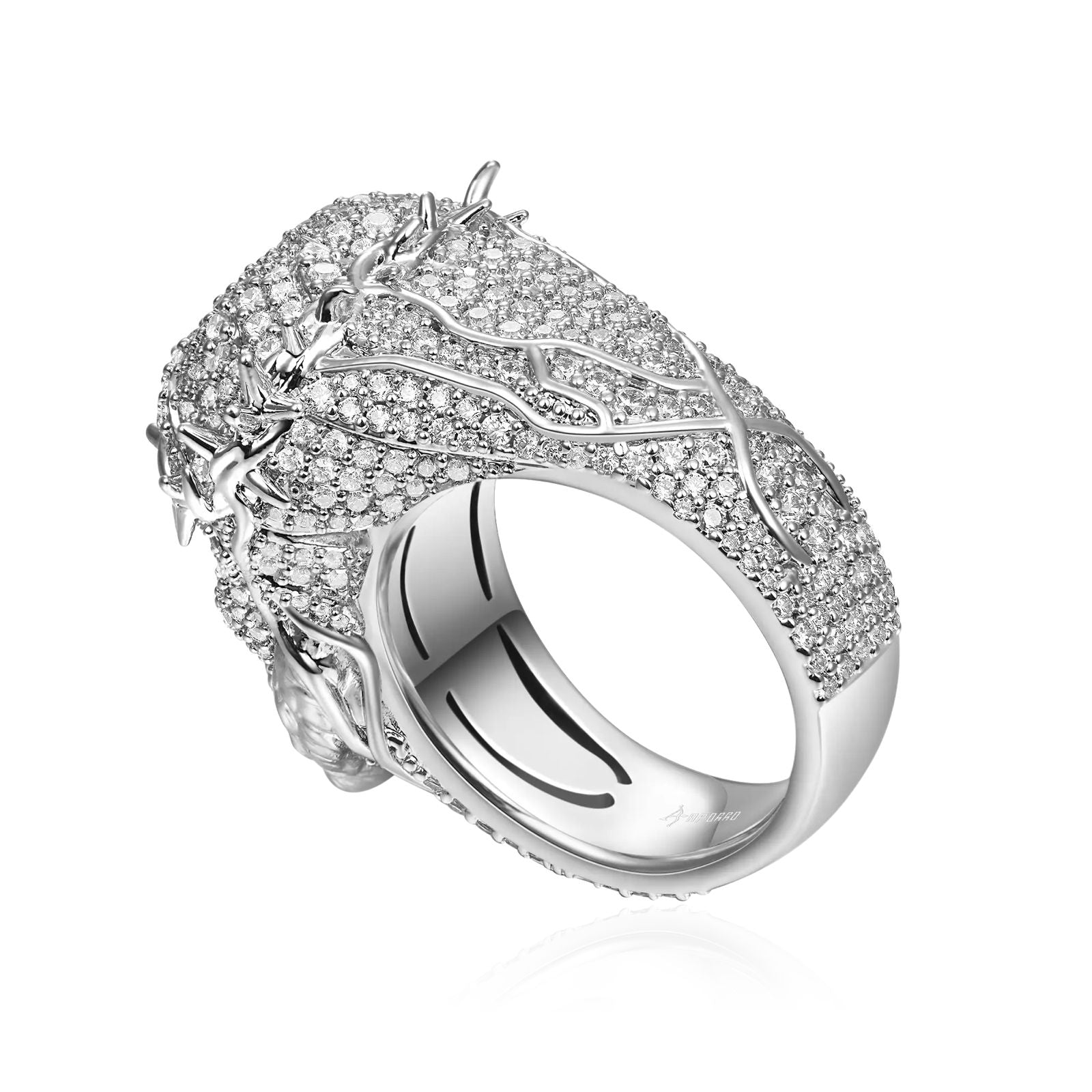 10.01ct Lab Diamond Jesus Head Ring | IGI Certified VVS1 VS1 | 10K White Gold